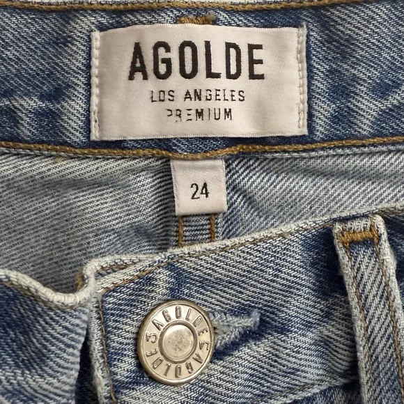AGOLDE Riley High Rise Straight Crop Distressed Jeans
